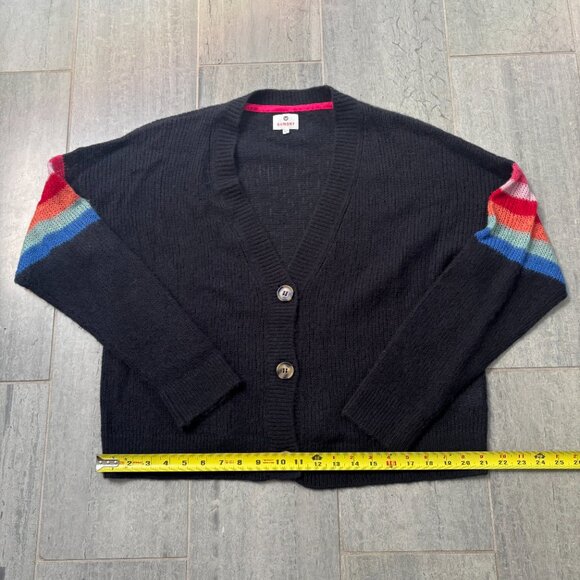 Sundry Rainbow Wool Cashmere Oversized V-Neck Cardigan Sweater Blue 2/Medium - Picture 7 of 11